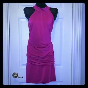 Pink banded bottom turtleneck dress