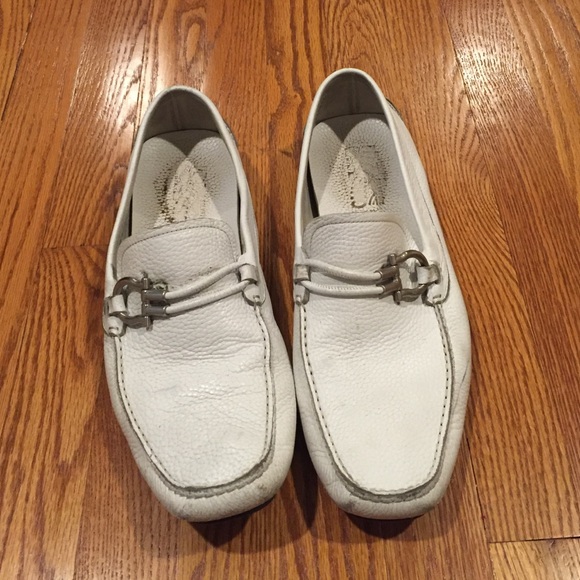 Ferragamo white men's loafers