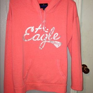 Peach American Eagle Pull-Over Hoodie