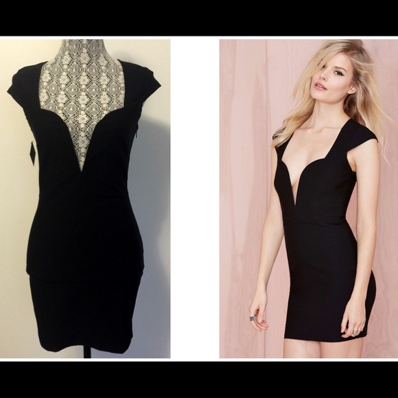 Nasty Gal plunging black dress