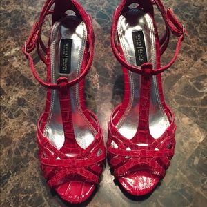 White House Black Market Red Strap shoes.