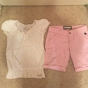 Abercrombie Bermuda shorts and white stretchy top!