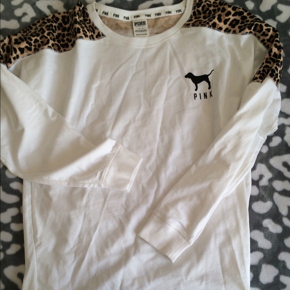VS PINK Leopard/Animal print varsity crew small