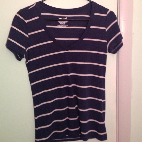 Navy Blue and White thick striped shirt