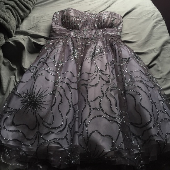 Gray and silver homecoming dress