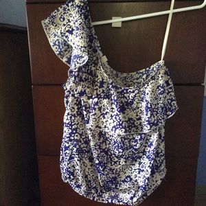 Purple and White Floral Top