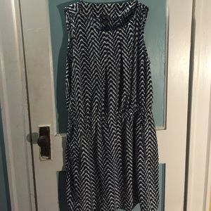 Plus size Navy blue and white dress