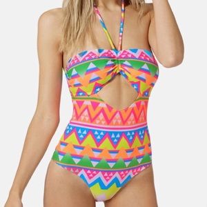 Topshop Geometric Cutout One-piece