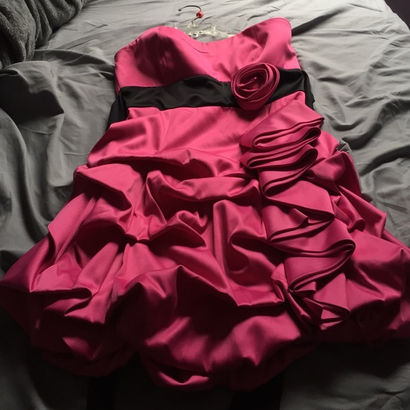 Pink and black homecoming dress