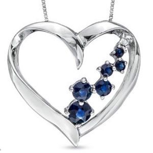 White Gold Heart Pendant with Sapphires