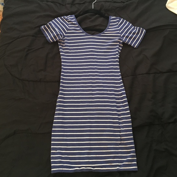 Blue and white form fitting dress