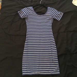 Blue and white form fitting dress