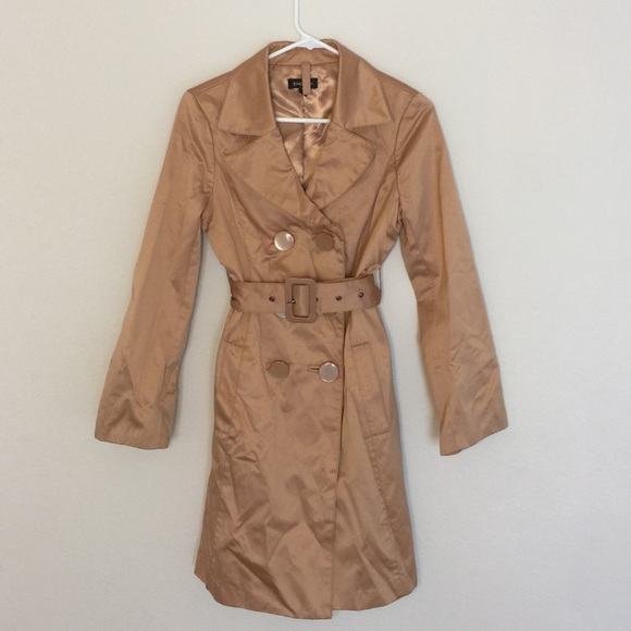 Bebe Satin Camel Trench Coat