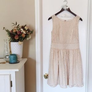 LOFT Shimmery Peach Lace Dress