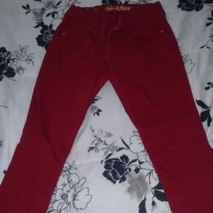 Red skinny jeans