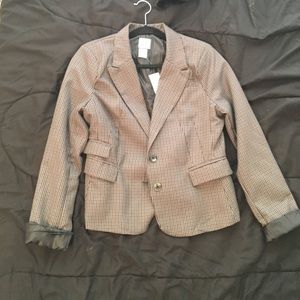 Plaid black and gray blazer