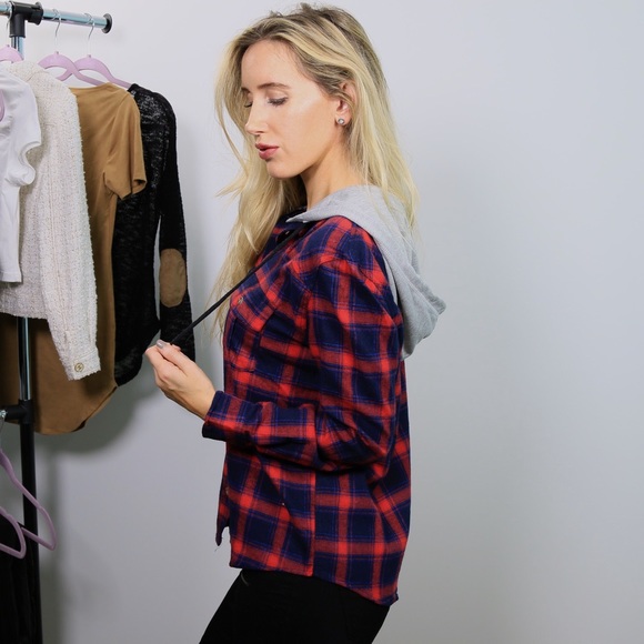 SOLD🆕Plaid Flannel Hoodie - Picture 2 of 3