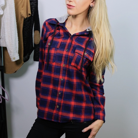 SOLD🆕Plaid Flannel Hoodie - Picture 3 of 3