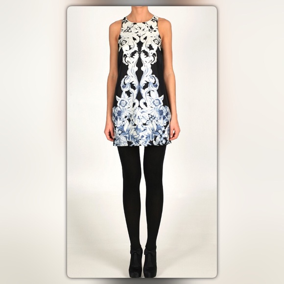 Tibi Black Rococo Print Easy Dress Size 4