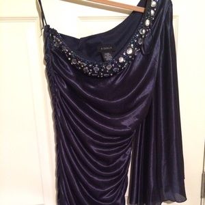 Navy rouged formal dress