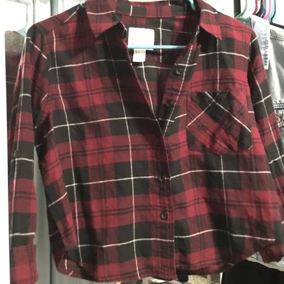 NWOT Maroon Flannel F21 Top
