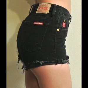 Black high waist denim shorts