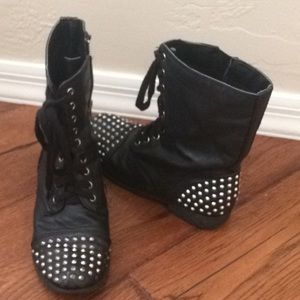 Black studded combat boots