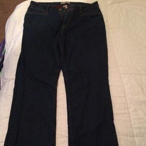 Flannel lined boot cut jeans