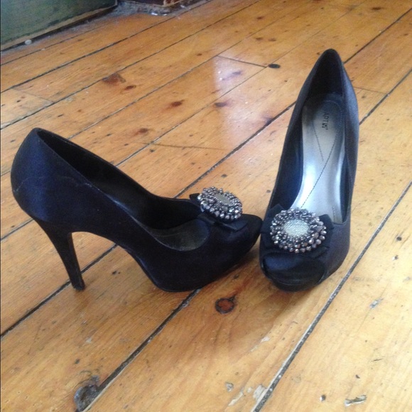 Jeweled black heels
