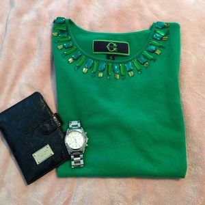 Green embellished C. wonder top