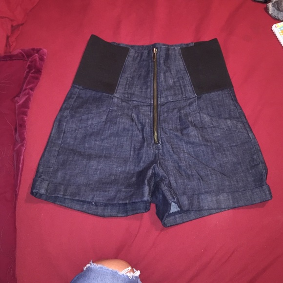 High Waisted Dark Denim Shorts