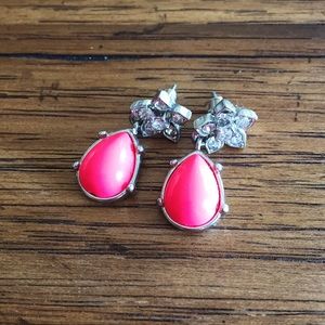 🎉SALE🎉 LOFT Neon Pink & Crystal Earrings