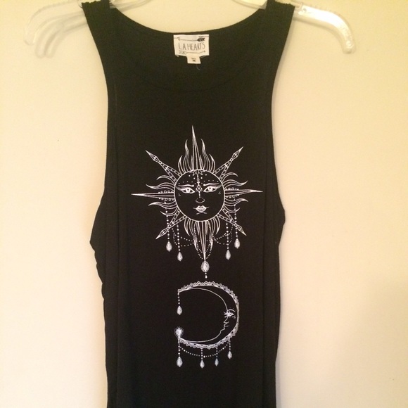 Black tank top with sun and moon on it.