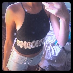 Grey floral crop top🌼