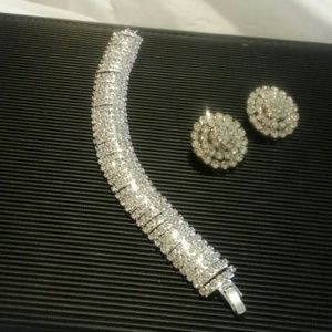 Rhinestone bracelet and earring set