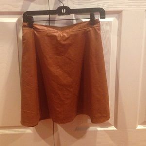 Brown vegan leather a-line skirt. Perfect for fall