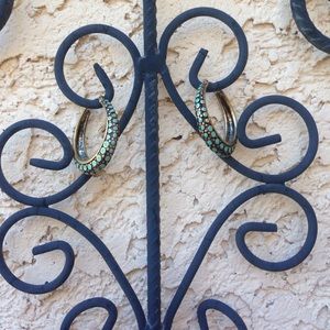 Turquoise Lucky Brand hoop earrings