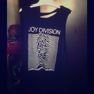 Joy Division ripped shirt.