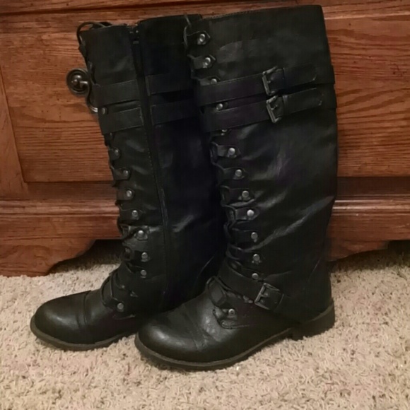 Black combat boots
