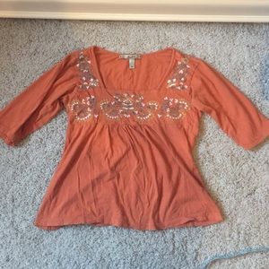 Orange Embroidered Top