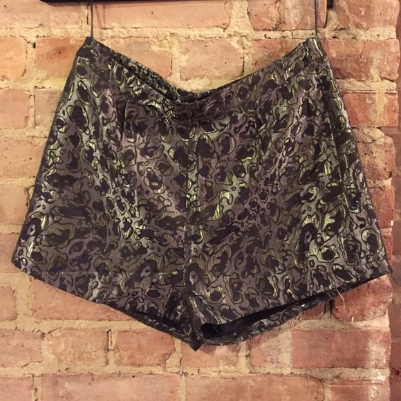Cute metallic brocade high waisted shorts