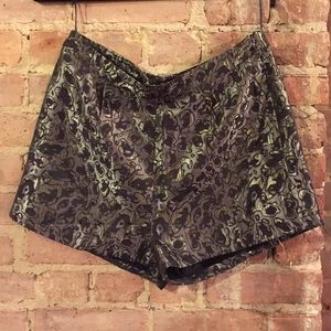 Cute metallic brocade high waisted shorts