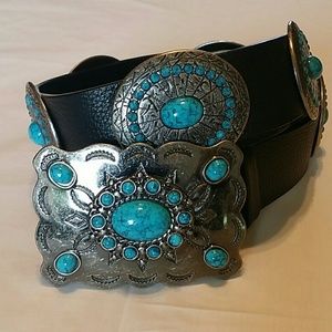 Turqouise Leather Western Belt