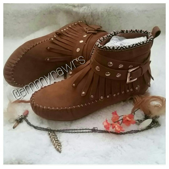 Shoes - Last 2- The CAROLYN Studded Ankle Moccasin Booties