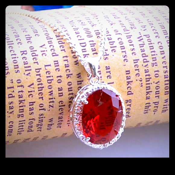 Sterling Silver 925 red stone charm