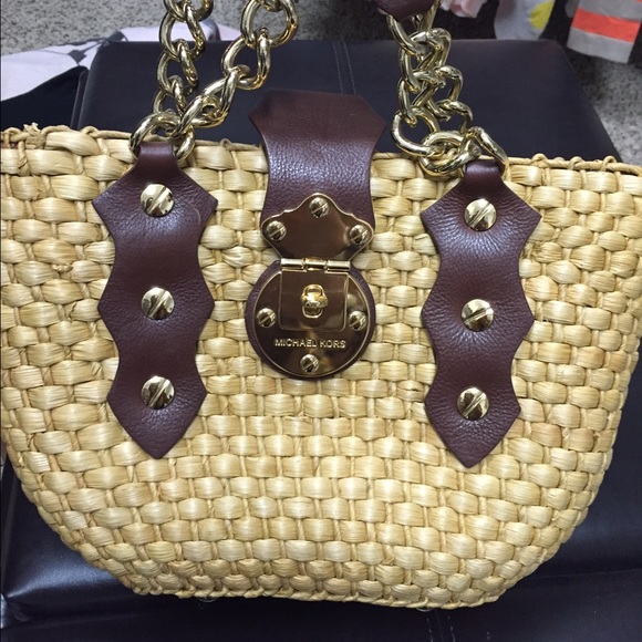 HOLD for bonaire14 Straw Michael Kors hand bag