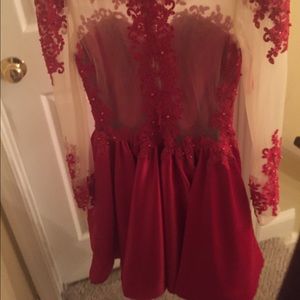 Beautiful Red Dress, Long Sleeve Sheer