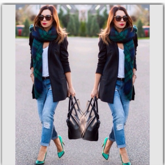 LAST ONE Green Tartan Blanket Scarf