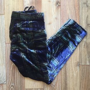 Topshop velvet plaid trousers