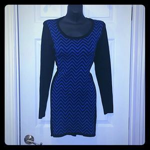 Blue Chevron Sweater Dress